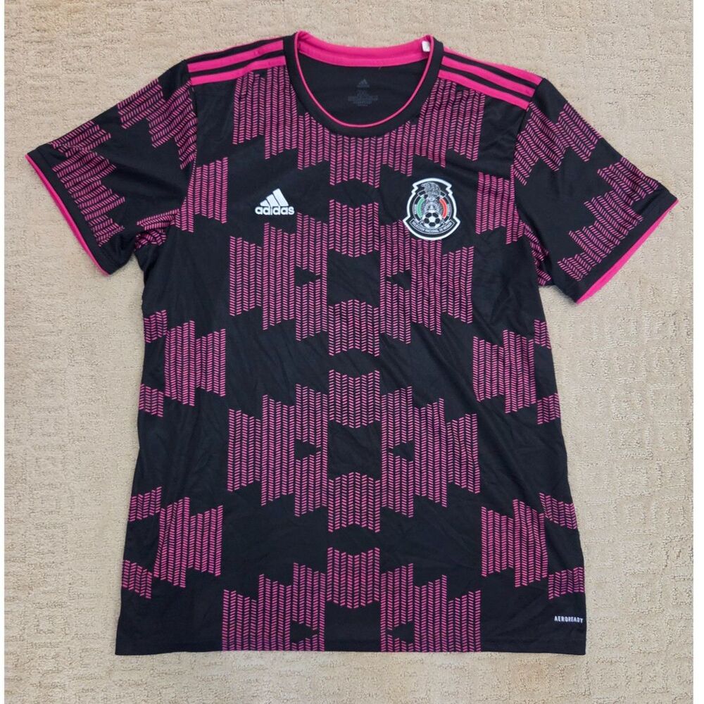 Adidas Mexico 2021 Home Soccer Jersey Mens Size 2XL XXL 2X Black and Hot Pink